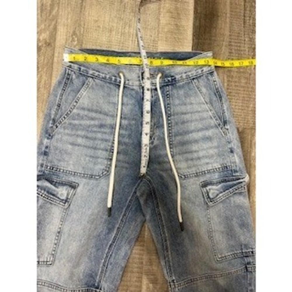 American Eagle Womens Cargo‎ Jeans Acid Light Wash Jogger Style Y2K Size 2 - Picture 3 of 8